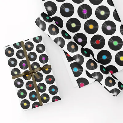 Multicoloured Record Design Gift Wrapping Paper & Matching Tag 50x70cm • £2.75