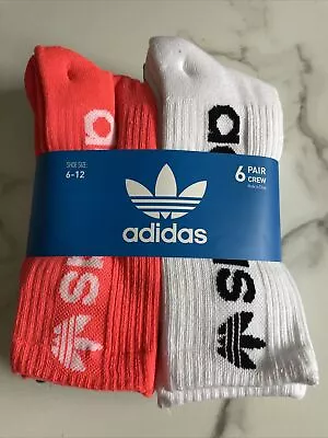 New Mens Adidas Sport Designer Logo Moisture Wicking 6 Pack Crew Cut Socks Mixed • $24.99