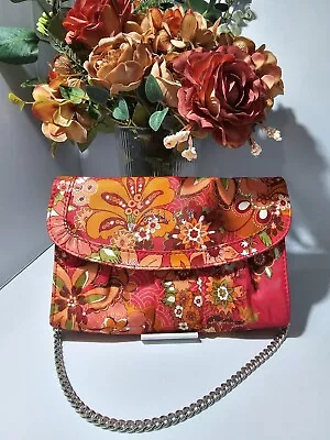 Oilily 🌺 Retro Vintage Pinky Peach Floral Clutch Hand Evening Bag New • £18