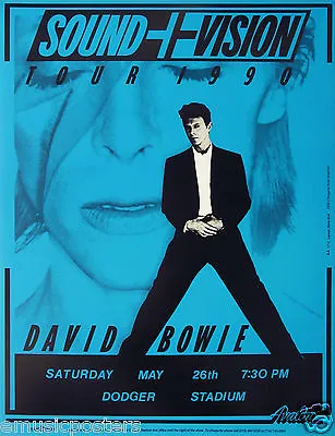$17.31 • Buy David Bowie  Sound + Vision Tour 1990  Los Angeles Dodger Stadium Concert Poster