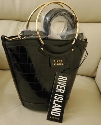 £34.99 • Buy River Island Women's Black Croc Tote Bag Brand New With Tags