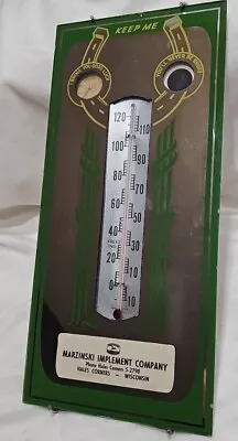 John Deere Vintag Advertising Thermometer Mirror Marzinski Implement Company WI  • $199.99