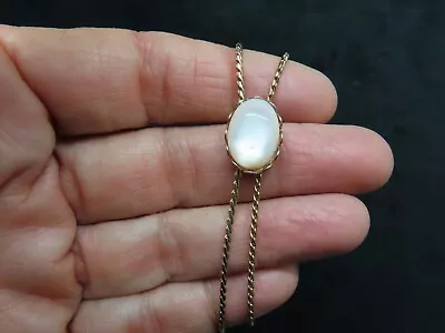 Vintage Park Lane Gold Tone  S  Chain Mother Of Pearl Lariat Necklace • $13.49