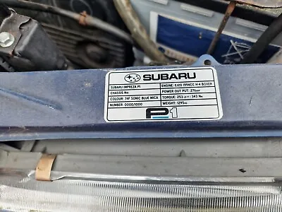 Subaru Impreza  P1 Customised Plaque. • $8.71