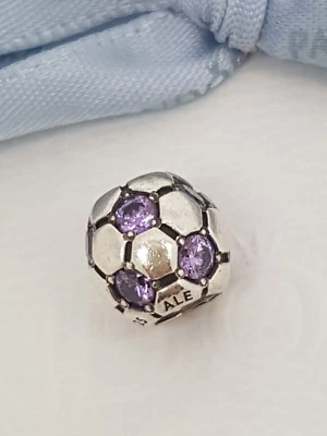 £38.98 • Buy Authentic Pandora Purple CZ Soccer Ball Football Charm Bead 790444ACZ