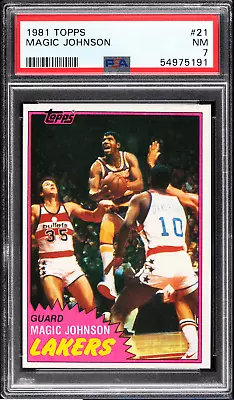 Magic Johnson Solo Rookie Card RC 1981 Topps Basketball #21 PSA 7 NM Near Mint  • $79.99