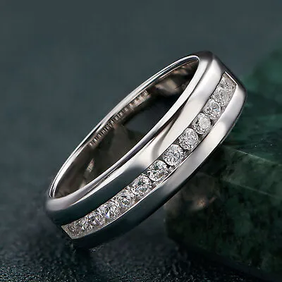Sterling Silver Men Wedding Promise Ring 5.6MM Wedding Bands For Men Size 7-14 • $36.99