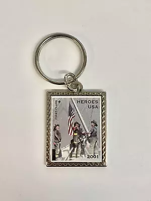 Vintage Keychain 9-11 - 2001 Postage Stamp - Heroes USA Size 2 3/8  X 1 5/8  • $9.99