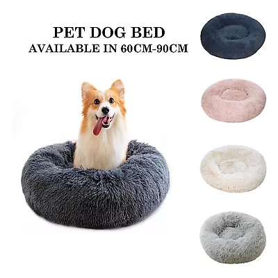 £11.99 • Buy Comfy Calming Donut Small Dog Cat Soft Beds Warm Bed Pet Round Plush Puppy Beds