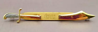 Vintage Mid Century Anson Large Sword Tie Clip Bar Clasp Gold Tone 3 1/2  • $5
