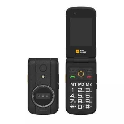 AGM M8 Flip Rugged Phone EU Version 1500mAh 2.8 Inch Waterproof IP68  4G Black • £74.99