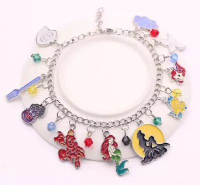 NEW ~ The Little Mermaid Ariel Silver Beaded Charm Bracelet 9.84 Inch • $12.95