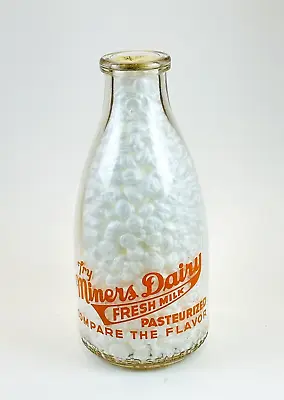 Vintage Miners Dairy Orange Pyro Quart Milk Bottle - Butte Montana • $34.99