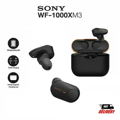 $295 • Buy Sony WF-1000XM3 Wireless Noise Cancelling Headphones Black Brand NEW