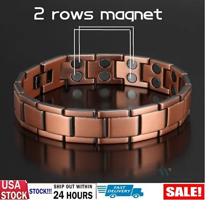 Men's Bracelet Magnetic Therapy Arthritis Pain Relief Pure Solid Copper Bangle • $8.45