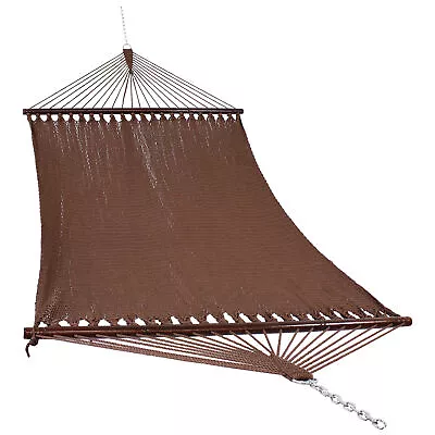2-Person Polyester Rope Hammock With Spreader Bars - Mocha By Sunnydaze • $149