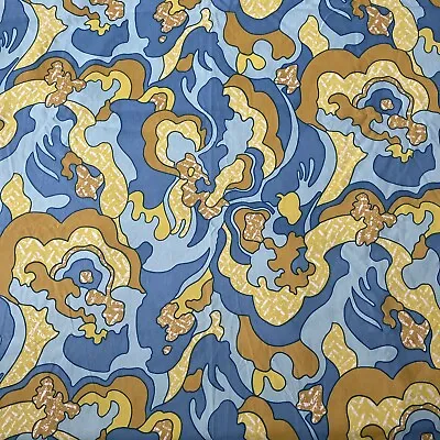 VTG ZEPEL Fabric 3.5 Yrd X 48”Abstract Blue Yellow MOD Home Decor MCM 60-70s • $29.99