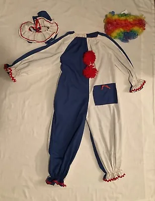 $10 • Buy Vintage Homemade Kid’s Boy Or Girl Clown Costume Size 10-12, Including Hair