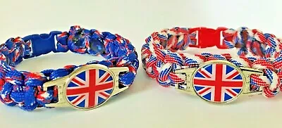 Union Jack Flag Paracord Bracelet (Sizes XXL - Small) Various Colours • £5.40