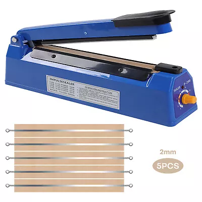 8  Impulse Sealer Poly Bag Sealing Machine Heat Seal Closer+5x Heating Parts Kit • $23.87