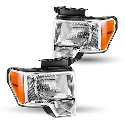 Fits 2009-2014 Ford F-150 F150 Pickup Chrome Headlights Headlamps Left+Right • $78.66