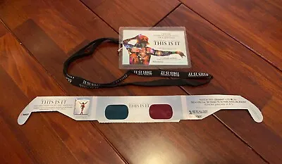 Michael Jackson THIS IS IT Lanyard & Laminated Movie Card Pass & 3D Glasses 2009 • $9.98