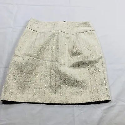 Merona Skirt Womens Size 6 Short Pencil Cream Gold Holiday Textured Animal Print • $9.74