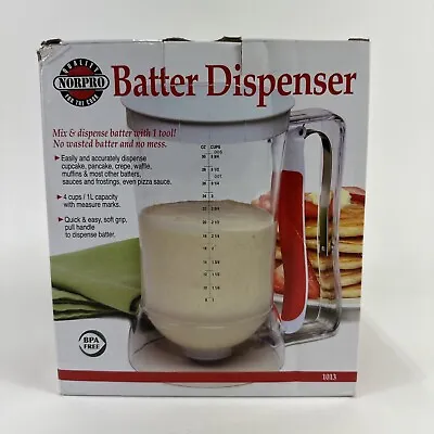 Norpro 1013 Pancake Cookie Batter Dispenser Clear/Red 4 Cup • $21.99