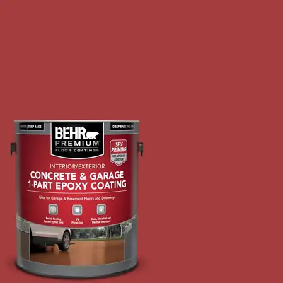 1 Gal Concrete And Garage Floor Paint 1-Part Epoxy Coating Interior/Exterior Red • $58.25