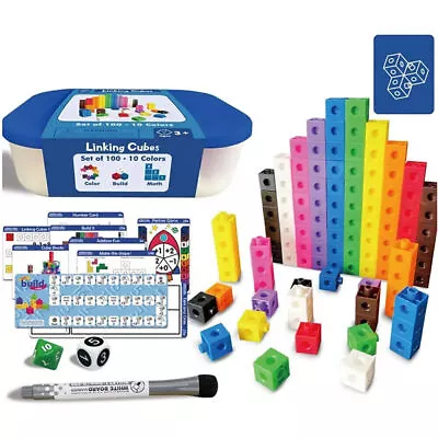 Math Cubes Manipulatives Number Counting Blocks With Activity Snap Linking Toy﹤ • £30.59