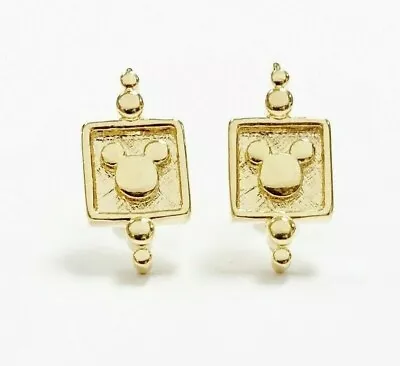 Vintage Mickey Mouse Head Framed Gold Disney Drop Pierced Square Earrings B840 • $8.99