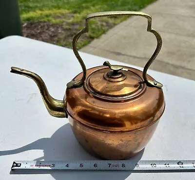 Gorgeous Authentic Solid Copper & Brass Tea Kettle • $19.95