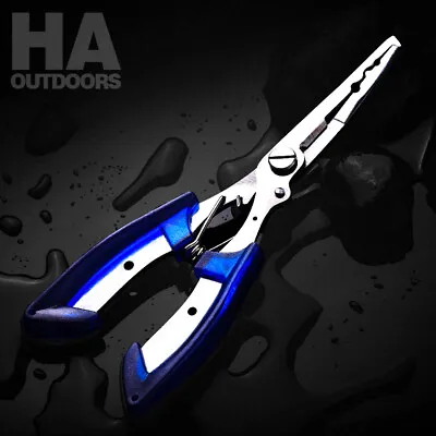 Portable Fishing Pliers Stainless Steel Hook Remover Braid Cutters AU • $7.32