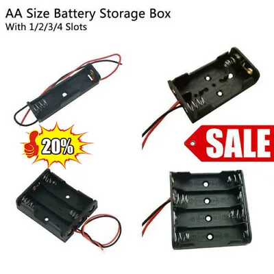AA Battery Holder Box Storage Case Open& Closed Switch 1x 2x 3x 4 Cells • $2.32