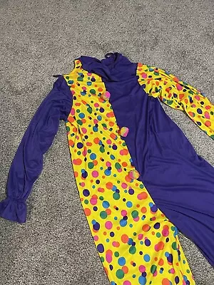 Vintage Clown Costume Jumpsuit Colorful Adult One Size Fits All USA Made • $58.99