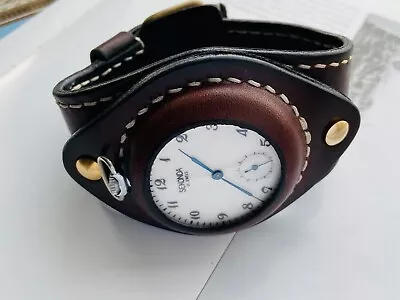 Leather Genuine Strap Vintage Seconda Pocket Watch Gothic Wristband Steampunk • $169.33