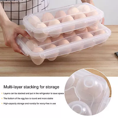 Egg Storage Box Transparent Egg Holder With Lid Countertop Egg Display Bin • £11.29