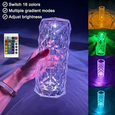 $18.90 • Buy LED Crystal Table Lamp Diamond Rose Night Light Touch Atmosphere Bedside Bar USA