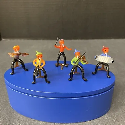 Handblown Art Glass Musician Figurines Mini Minature Lot Of 5 • £27.95