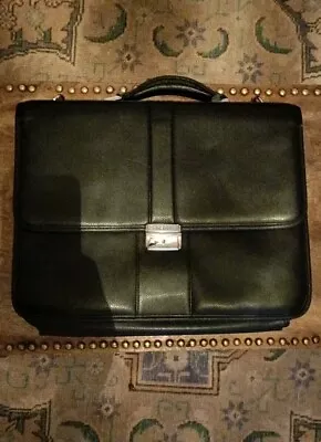 Samsonite Leather Lawyer Briefcase/MessengerBag Black Multi Pocket • $14.99