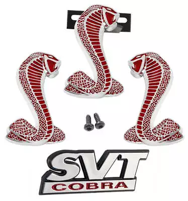 1994-2004 Mustang Cobra Snake Red Fender 4pc Grille SVT Emblems • $44.95