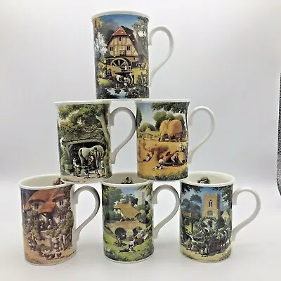 Danbury Mint Mugs - Full Set Of 6 - Tale Of A Country Village - Fine Bone China • £29.39