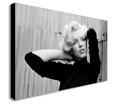 MARILYN MONROE Black And White -  Canvas Wall Art Framed Print - Various Sizes • £15.99