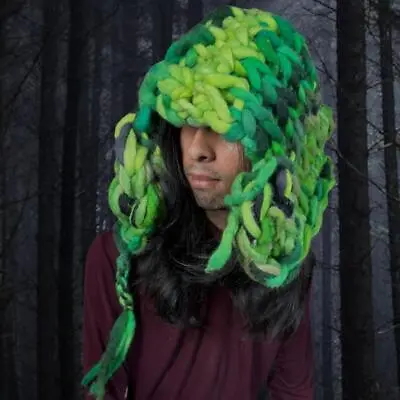 Chunky Hat Fairy Core Cottage Woods Bonnet Snood Snude Y2K Green Tree  • $38.50