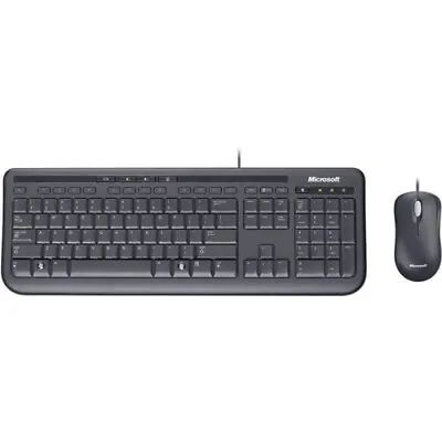 Microsoft Wired Desktop 600 Keyboard And Mouse Set UK Layout - Brand New Black • £28.99