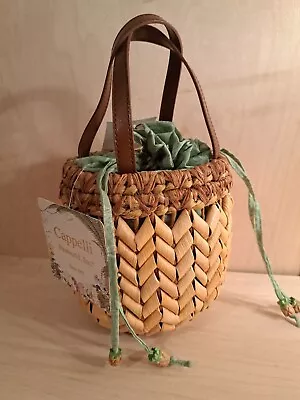 Cappelli Straworld Woven Straw Bucket Type  Handmade Bag With Pineapple Trim • $15.99