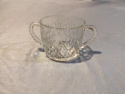 Vintage Cut Glass Double Handled Sugar Bowl • $13.59