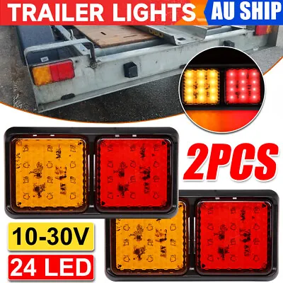 $20.25 • Buy 2 X Trailer Lights 24 LED Stop Tail Indicator Reflector 4WD Camper Lamp 10-30V