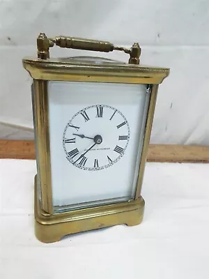 Nice Sm Chiming Waterbury Clock Co Brass Carriage Beveled Glass Porcelain Face • $387.78