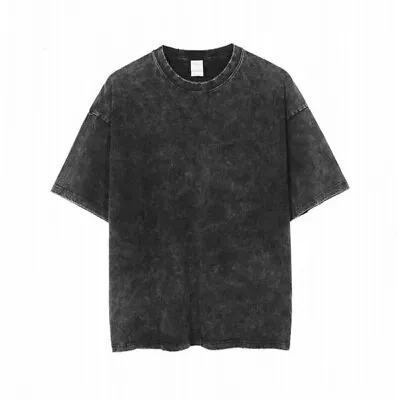 Tops Pure Cotton Distressed T-shirt Men's American Vintage Washed Short Sleeve • $18.22